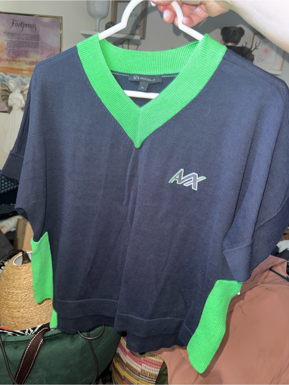 Armani exchange top navy/green